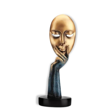 Statua di donna pensosa<br> Volto d'oro 28 / 37 cm
